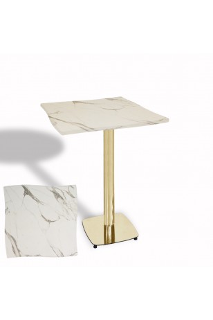 Dalgalı Kare Bistro Wermodin Masa 67x67 cm Tokyo Serisi (Gold)