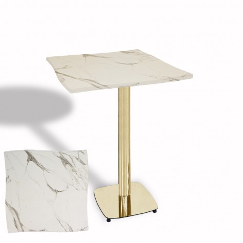 Dalgalı Kare Bistro Wermodin Masa 67x67 cm Tokyo Serisi (Gold)