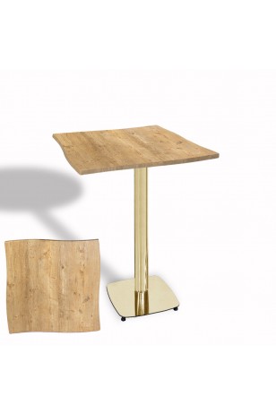 Dalgalı Kare Bistro Wermodin Masa 67x67 cm Tokyo Serisi (Gold)