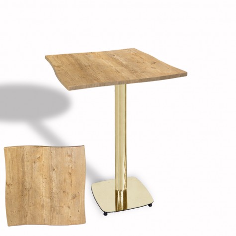 Dalgalı Kare Bistro Wermodin Masa 67x67 cm Tokyo Serisi (Gold)