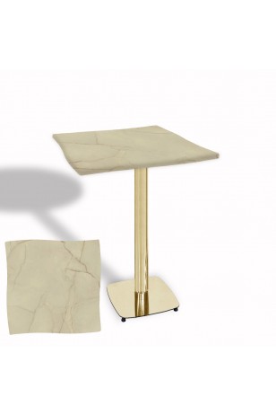 Dalgalı Kare Bistro Wermodin Masa 67x67 cm Tokyo Serisi (Gold)