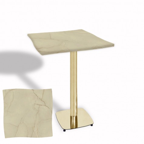 Dalgalı Kare Bistro Wermodin Masa 67x67 cm Tokyo Serisi (Gold)