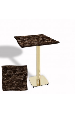 Dalgalı Kare Bistro Wermodin Masa 67x67 cm Tokyo Serisi (Gold)