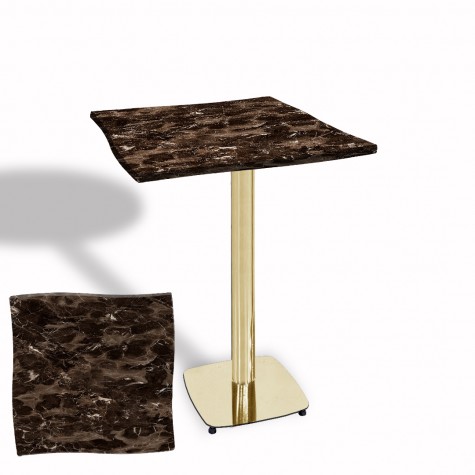 Dalgalı Kare Bistro Wermodin Masa 67x67 cm Tokyo Serisi (Gold)