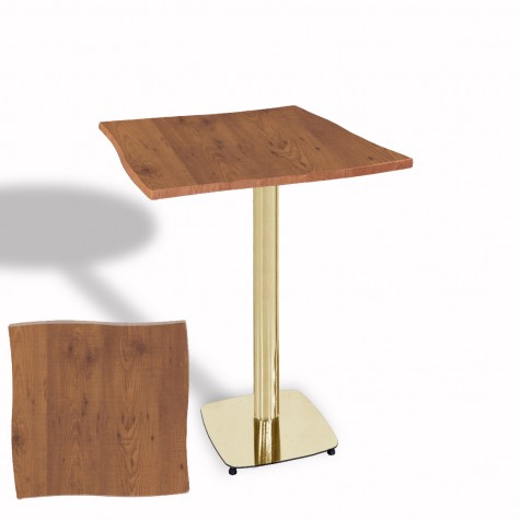 Dalgalı Kare Bistro Wermodin Masa 67x67 cm Tokyo Serisi (Gold)