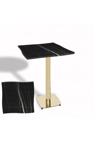 Dalgalı Kare Bistro Wermodin Masa 67x67 cm Tokyo Serisi (Gold)