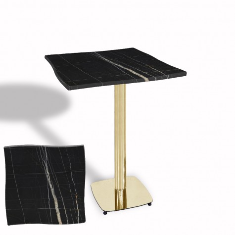 Dalgalı Kare Bistro Wermodin Masa 67x67 cm Tokyo Serisi (Gold)