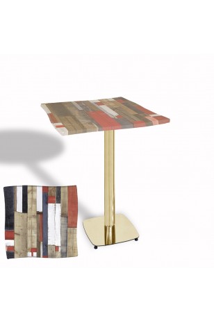 Dalgalı Kare Bistro Wermodin Masa 67x67 cm Tokyo Serisi (Gold)