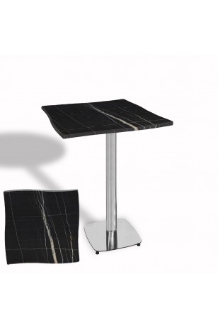 Dalgalı Kare Bistro Wermodin Masa 67x67 cm Tokyo Serisi (Kromnikel)