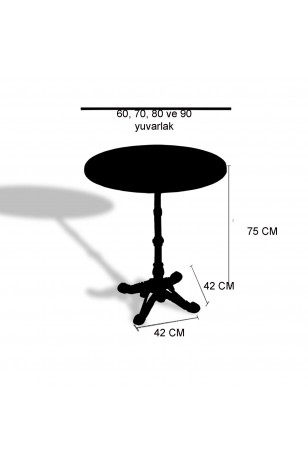 Çipa 1002 Döküm Ayak Yuvarlak Masa Çap 70cm - (Werzalit, Wermodin ve Allzalit Tabla)