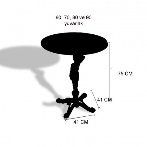 Çipa 1003 Döküm Ayak Yuvarlak Masa Çap 80cm - (Werzalit, Wermodin ve Allzalit Tabla)