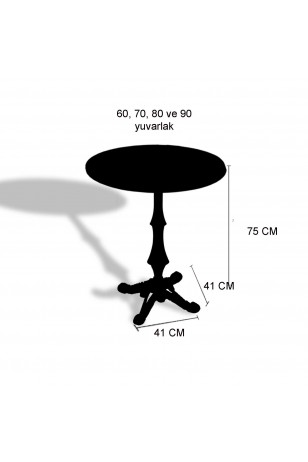 Çipa 1012 Döküm Ayak Yuvarlak Masa Çap 70cm - (Werzalit, Wermodin ve Allzalit Tabla)