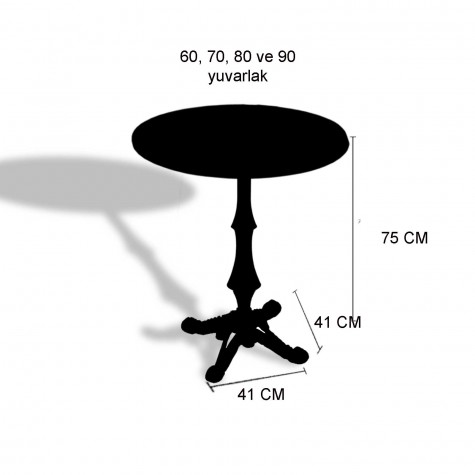 Çipa 1012 Döküm Ayak Yuvarlak Masa Çap 70cm - (Werzalit, Wermodin ve Allzalit Tabla)