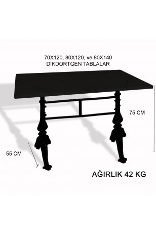 Çipa 3001 Döküm Ayak Masa 80x140 cm - (Werzalit, Wermodin ve Allzalit Tabla)