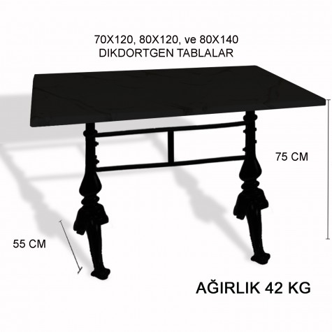 Çipa 3001 Döküm Ayak Masa 80x140 cm - (Werzalit, Wermodin ve Allzalit Tabla)