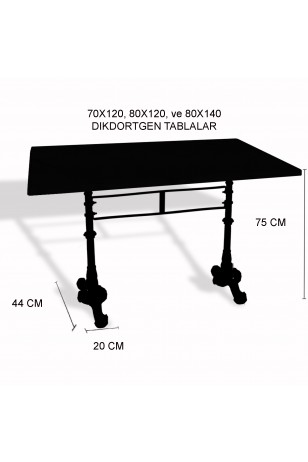 Çipa 3002 Döküm Ayak Masa 70x120 cm - (Werzalit, Wermodin ve Allzalit Tabla)