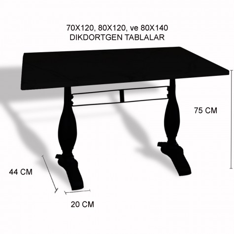 Çipa 3011 Döküm Ayak Masa 70x120 cm - (Werzalit, Wermodin ve Allzalit Tabla)