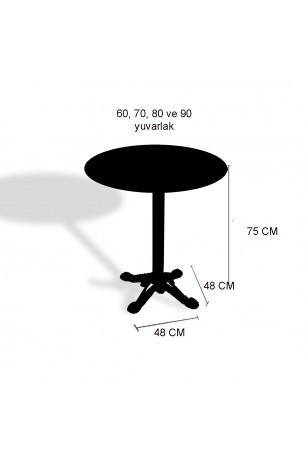 Çipa Döküm Ayak Yuvarlak Masa 60 cm - (Werzalit, Wermodin ve Allzalit Tabla)