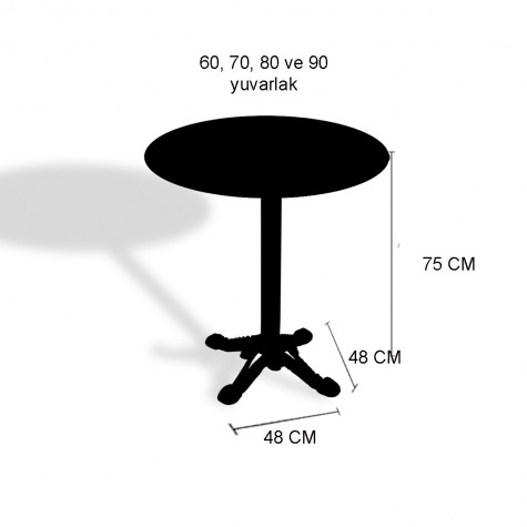 Çipa Döküm Ayak Yuvarlak Masa 60 cm - (Werzalit, Wermodin ve Allzalit Tabla)