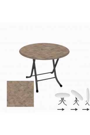 Klasik Katlanır Masa Yuvarlak (90 cm Çap) - (Werzalit, Wermodin ve Allzalit Tabla)
