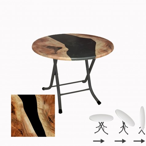 Klasik Katlanır Masa Yuvarlak (90 cm Çap) - (Werzalit, Wermodin ve Allzalit Tabla)