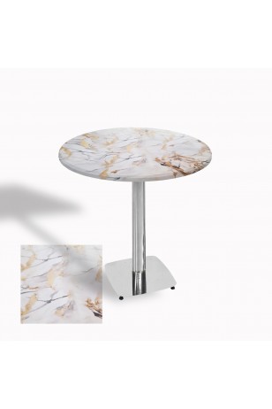 Tokyo Yuvarlak Masa (Kromnikel) Çap 60cm - (Werzalit, Wermodin ve Allzalit Tabla)