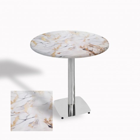 Tokyo Yuvarlak Masa (Kromnikel) Çap 60cm - (Werzalit, Wermodin ve Allzalit Tabla)