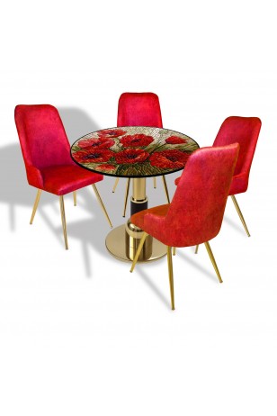 Gold - Çırağan Mutfak Masa Takımı - (Yuvarlak Çap 80cm - Allzalit CDFTabla)