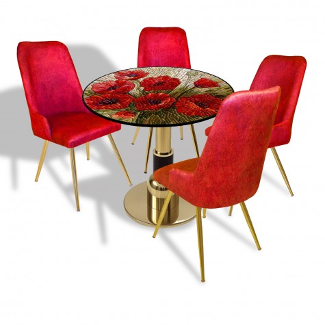 Gold - Çırağan Mutfak Masa Takımı - (Yuvarlak Çap 80cm - Allzalit CDFTabla)