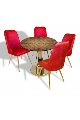 Gold - Çırağan Mutfak Masa Takımı - (Yuvarlak Çap 80cm - Allzalit CDFTabla)