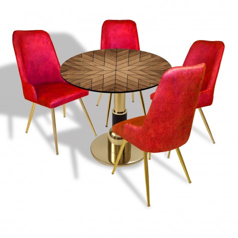 Gold - Çırağan Mutfak Masa Takımı - (Yuvarlak Çap 80cm - Allzalit CDFTabla)