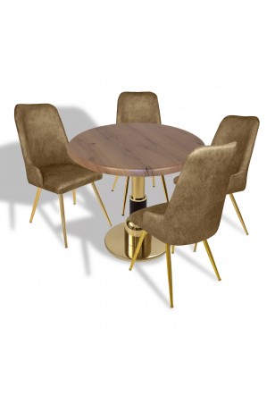 Gold - Çırağan Mutfak Masa Takımı - (Yuvarlak Çap 80cm - Werzalit, Wermodin ve Allzalit Tabla)