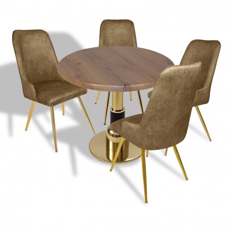 Gold - Çırağan Mutfak Masa Takımı - (Yuvarlak Çap 80cm - Werzalit, Wermodin ve Allzalit Tabla)