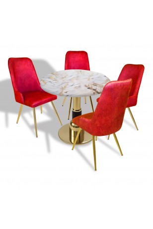 Gold - Çırağan Mutfak Masa Takımı - (Yuvarlak Çap 80cm - Werzalit, Wermodin ve Allzalit Tabla)