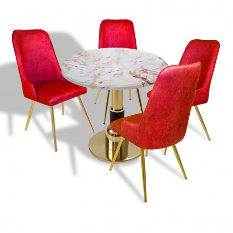 Gold - Çırağan Mutfak Masa Takımı - (Yuvarlak Çap 80cm - Werzalit, Wermodin ve Allzalit Tabla)