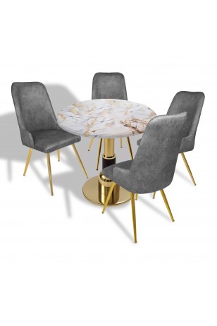 Gold - Çırağan Mutfak Masa Takımı - (Yuvarlak Çap 80cm - Werzalit, Wermodin ve Allzalit Tabla)