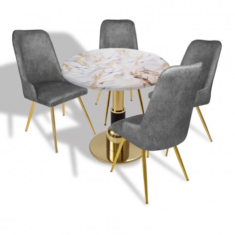 Gold - Çırağan Mutfak Masa Takımı - (Yuvarlak Çap 80cm - Werzalit, Wermodin ve Allzalit Tabla)