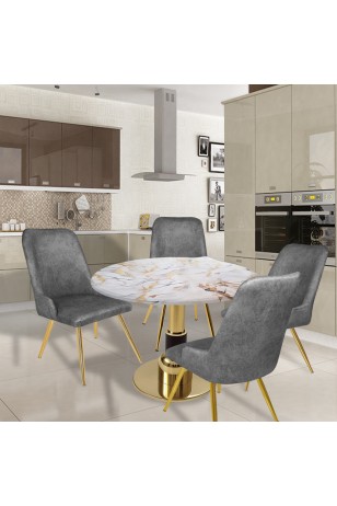 Gold - Çırağan Mutfak Masa Takımı - (Yuvarlak Çap 80cm - Werzalit, Wermodin ve Allzalit Tabla)