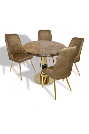 Gold - Çırağan Mutfak Masa Takımı - (Yuvarlak Çap 80cm - Werzalit, Wermodin ve Allzalit Tabla)