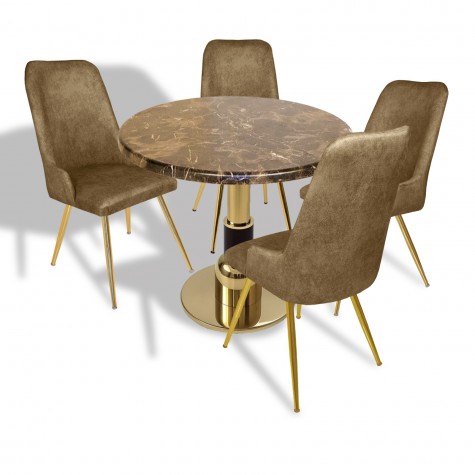 Gold - Çırağan Mutfak Masa Takımı - (Yuvarlak Çap 80cm - Werzalit, Wermodin ve Allzalit Tabla)