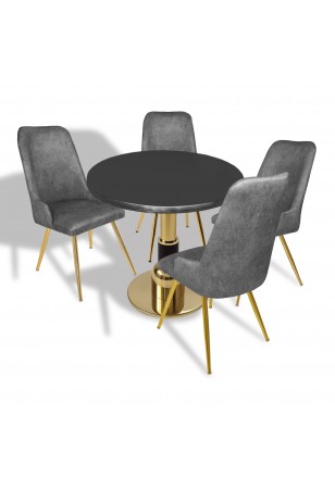 Gold - Çırağan Mutfak Masa Takımı - (Yuvarlak Çap 80cm - Werzalit, Wermodin ve Allzalit Tabla)