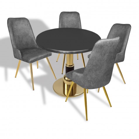 Gold - Çırağan Mutfak Masa Takımı - (Yuvarlak Çap 80cm - Werzalit, Wermodin ve Allzalit Tabla)