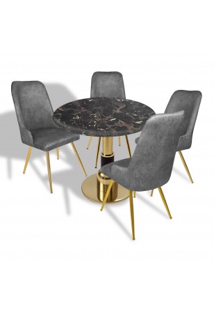 Gold - Çırağan Mutfak Masa Takımı - (Yuvarlak Çap 80cm - Werzalit, Wermodin ve Allzalit Tabla)