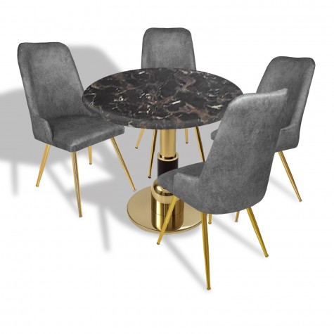 Gold - Çırağan Mutfak Masa Takımı - (Yuvarlak Çap 80cm - Werzalit, Wermodin ve Allzalit Tabla)