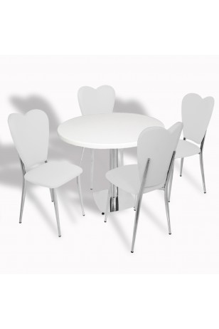 Tokyo Werzalit Tabla - Aşk-ı Derun Mutfak Masa Takımı Q80 - Beyaz - Beyaz Deri