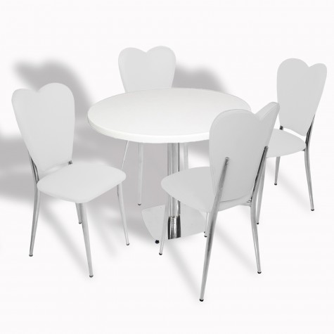 Tokyo Werzalit Tabla - Aşk-ı Derun Mutfak Masa Takımı Q80 - Beyaz - Beyaz Deri