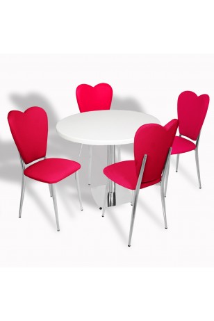 Tokyo Werzalit Tabla - Aşk-ı Derun Mutfak Masa Takımı Q80 - Beyaz - Beyaz Deri