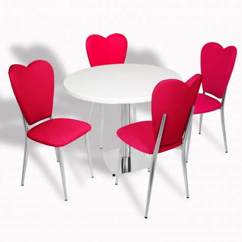 Tokyo Werzalit Tabla - Aşk-ı Derun Mutfak Masa Takımı Q80 - Beyaz - Beyaz Deri