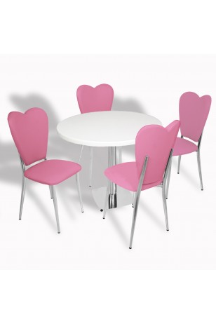 Tokyo Werzalit Tabla - Aşk-ı Derun Mutfak Masa Takımı Q80 - Beyaz - Beyaz Deri