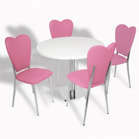 Tokyo Werzalit Tabla - Aşk-ı Derun Mutfak Masa Takımı Q80 - Beyaz - Beyaz Deri